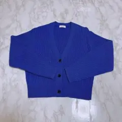 BEAUTY&YOUTH ウール混　カーディガン　ニット　クロップド丈　ブルー