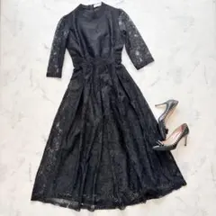 美品✨LaceLadies 総レース ロングワンピース ドレス ブラック Lのサムネイル