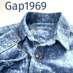 【訳あり】Gap1969 小花柄デニムウエスタンシャツ XS タグに落書き有り