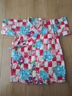 赤と青の花柄 甚平 サイズ80
