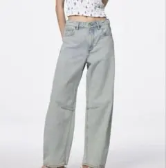 GUバレルレッグジーンズ　Sレディース　ワイド　デニム　ウォッシュ