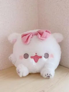 新品タグ付き◇ポメラニアンもちおめかしリボンぬいぐるみBIG白犬