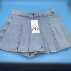 ZARA デニムボックスプリーツスコート