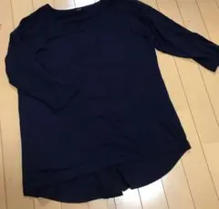 azul by moussy ネイビー 七分袖カットソー　チュニック　シフォン