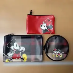ミッキー&ミニー　ポーチ３点セット