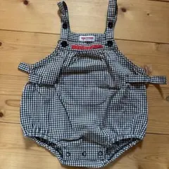 ミキハウス ダルマオーバーオール 80 ギンガムチェック　ポケット　ロンパース