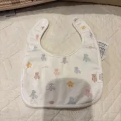 ベビー スタイ クマ柄 ホワイト　ジェラートピケ　ジェラピケ