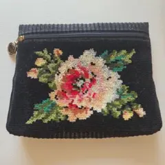 フェイラー FEILER 花柄刺繍 ポーチ 黒