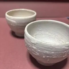 陶器 湯飲み 2個セット クリーム色