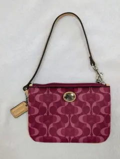 新品未使用＊COACH シグネチャー リストレット ポーチ ピンクカードポケット