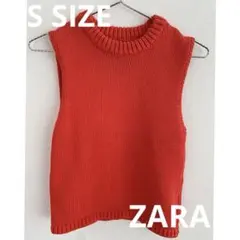 ZARA ノースリーブセーター レッド オレンジS ニット　秋冬 クリスマス