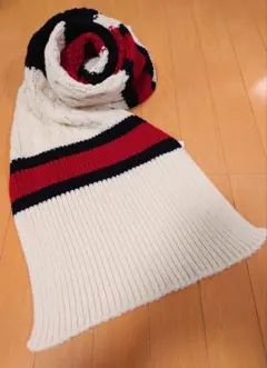 新品タグ付 トミー ヒルフィガー イタリア製 トリコロールカラー ニットマフラー