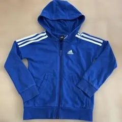 adidas パーカー 3本ストライプ　ブルー　120cm