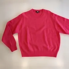 ピンク クルーネック 長袖ニット