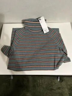 ストライプタートルネックセーター