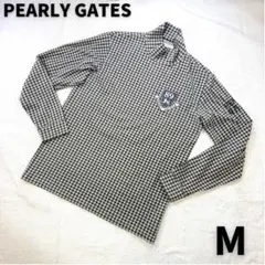 PEARLY GATES 千鳥柄モックネック ストレッチゴルフ長袖シャツ4日本製