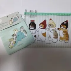 モフサンド　フラットポーチ　ミニ巾着　セット　セリア　ネコ