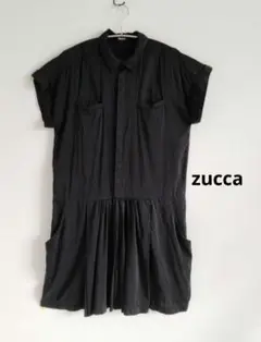新品　ズッカ ロングワンピース　長袖　ロゴ入り　黒 earth_eco_loco ワンピース 長袖 aライン レディース シャツ