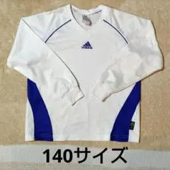 adidas キッズ用長袖スポーツシャツ ホワイト/ブルー