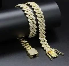 マイアミキューバンチェーンネックレス喜平メンズ50cmゴールドブリンブリン太め