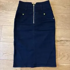 MURUAダークブルー ジッパー付きタイトスカート