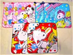 スヌーピー＆ピーナッツ ループタオル6枚組 3種柄　MM　薄手　 現品限り