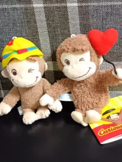 おさるのジョージ　赤いほっぺ　マスコット　ぬいぐるみイースター　2体