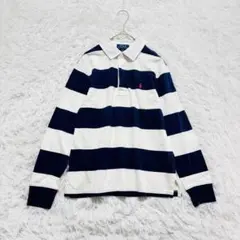 インド製 ポロラルフローレン キッズ 150 長袖ポロシャツ ポニー刺繍ボーダー