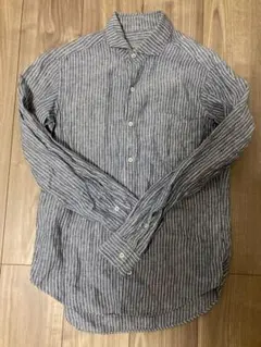 SIMPLICITÉ plus 青白ストライプ 長袖シャツ M