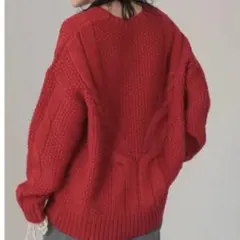 AMERICAN HOLIC ケーブルニットセーター M レッド　赤