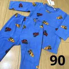 はたらくくるま　フリース　長袖　パジャマ　90 ブルー