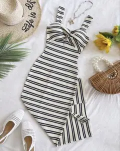 shein ボーダー柄 キャミワンピース