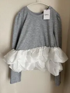 GRL グレー フリル付き長袖トップス Fサイズ