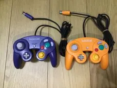 ゲームキューブコントローラー2個セット 紫 オレンジ 純正 動作良好+ジャンク