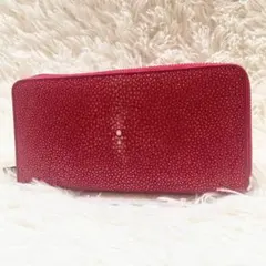 極美品 ガールーシャ 長財布 スティングレイ エイ革 ラウンドジップ ピンク