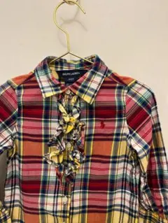 RALPH LAUREN ラルフローレンフリルチェックネルシャツ90/2 2T
