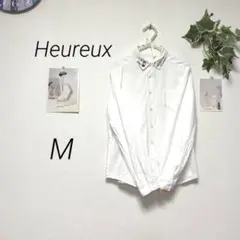 9691-1 Heureux 長袖刺繍ブラウス 無地 M カジュアル