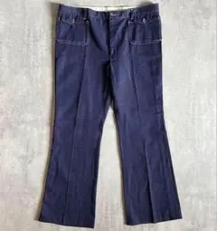 【80s vintage】デニムフレアパンツ　eclair 濃紺　ユーロ　517