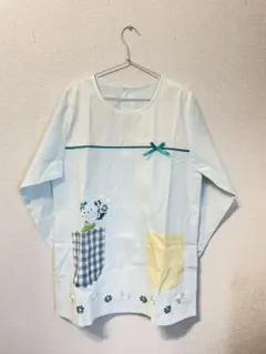 新品　りぼんうさぎスモック　保育士　エプロン　M-L