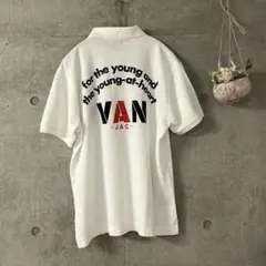 【たんぽぽ様】新品VAN JAC ヴァンパックロゴ プリント ポロシャツ半袖Ｍ白
