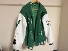 刺繍デザイン スタジャン グリーン ホワイト　86