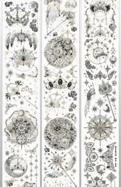 おすそ分け☆海外マステ PETテープ 切り売り 雾中星文创 鎏光・黑金 1ループ