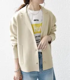 お*ん様 SHIPS any手洗い可能テーラード ニット カーディガン ジャケッ