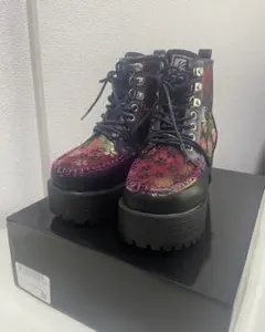 ヨースケ YOSUKE 厚底レースアップブーツ （ブラックマルチ）