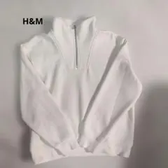 H&M ハーフジップ ホワイトスウェット