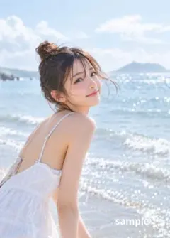 AIグラビア美女 ビーチで微笑む ポートレート 2L版