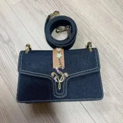 상태좋음 サマンサベガ デニム 2way ショルダーバッグ 花チャーム付