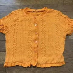 zara 半袖 カーディガン オレンジ Lサイズのサムネイル