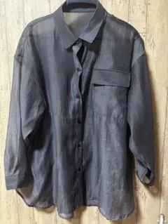 シースルーグレー長袖シャツ