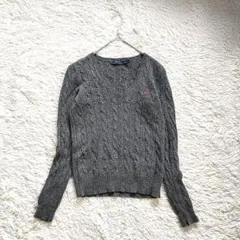 ポロラルフローレン ケーブル ニット カシミヤ セーター グレー ポニー刺繍